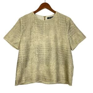 Wells Grace | Beige Neutral Textured Reptile Boxy Top